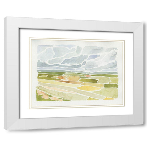 Patchwork Terrain III White Modern Wood Framed Art Print with Double Matting by Barnes, Victoria