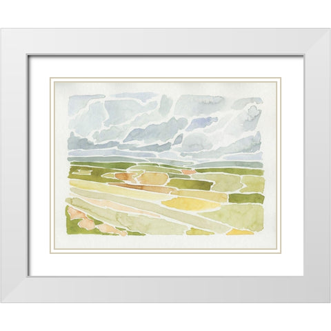 Patchwork Terrain III White Modern Wood Framed Art Print with Double Matting by Barnes, Victoria