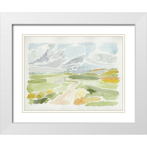 Patchwork Terrain IV White Modern Wood Framed Art Print with Double Matting by Barnes, Victoria