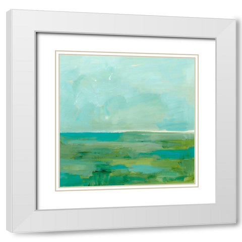 Sea Foam Horizon I White Modern Wood Framed Art Print with Double Matting by Barnes, Victoria