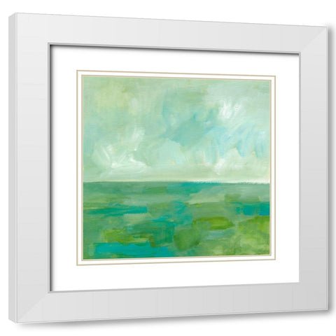 Sea Foam Horizon II White Modern Wood Framed Art Print with Double Matting by Barnes, Victoria