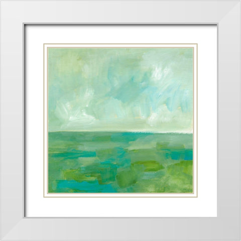 Sea Foam Horizon II White Modern Wood Framed Art Print with Double Matting by Barnes, Victoria