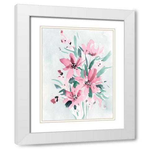 Posy Blooms I White Modern Wood Framed Art Print with Double Matting by Wang, Melissa