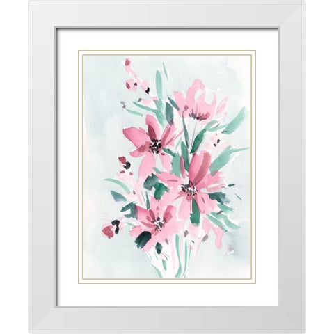 Posy Blooms I White Modern Wood Framed Art Print with Double Matting by Wang, Melissa