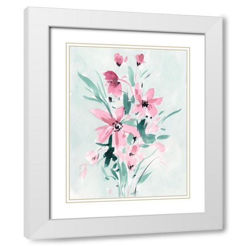 Posy Blooms II White Modern Wood Framed Art Print with Double Matting by Wang, Melissa