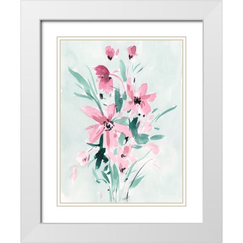 Posy Blooms II White Modern Wood Framed Art Print with Double Matting by Wang, Melissa