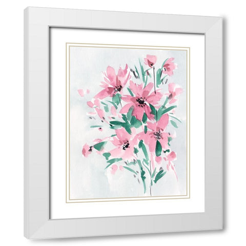 Posy Blooms III White Modern Wood Framed Art Print with Double Matting by Wang, Melissa