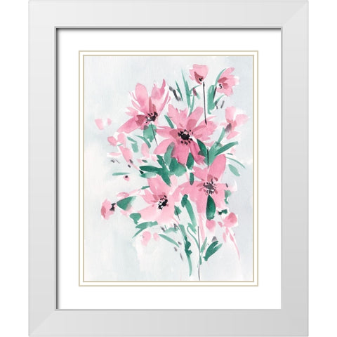 Posy Blooms III White Modern Wood Framed Art Print with Double Matting by Wang, Melissa