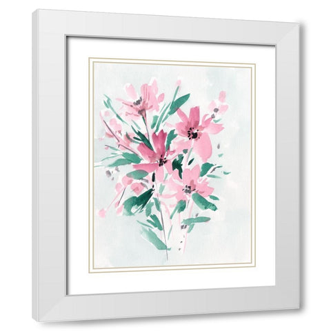 Posy Blooms IV White Modern Wood Framed Art Print with Double Matting by Wang, Melissa