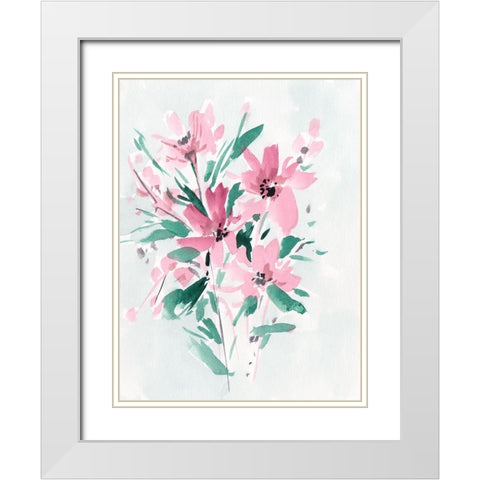 Posy Blooms IV White Modern Wood Framed Art Print with Double Matting by Wang, Melissa
