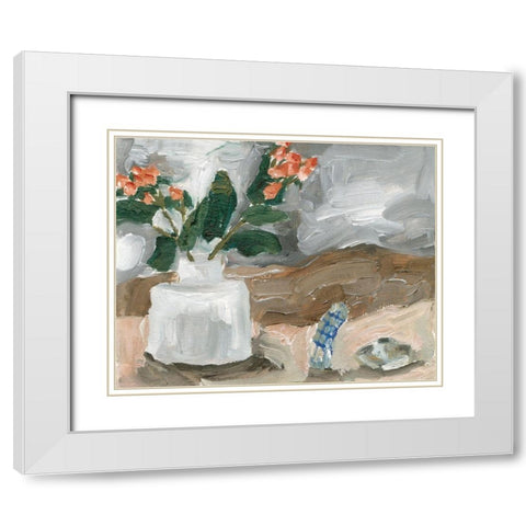 Vase of Pink Flowers III White Modern Wood Framed Art Print with Double Matting by Wang, Melissa