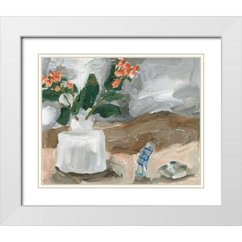 Vase of Pink Flowers III White Modern Wood Framed Art Print with Double Matting by Wang, Melissa