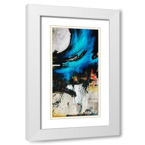 Turquoise Splash II White Modern Wood Framed Art Print with Double Matting by Drotar, Rikki