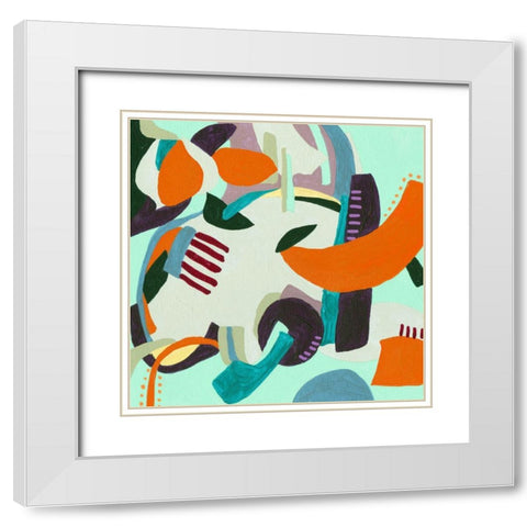 Crispy V White Modern Wood Framed Art Print with Double Matting by Wang, Melissa