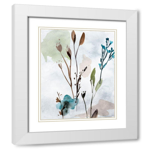 Watercolor Wildflowers I White Modern Wood Framed Art Print with Double Matting by Wang, Melissa