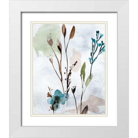 Watercolor Wildflowers I White Modern Wood Framed Art Print with Double Matting by Wang, Melissa