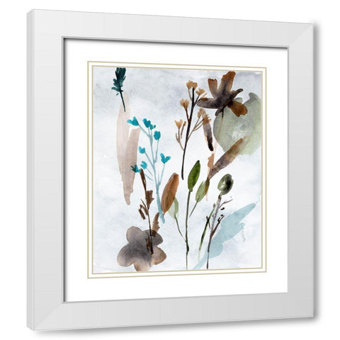 Watercolor Wildflowers III White Modern Wood Framed Art Print with Double Matting by Wang, Melissa