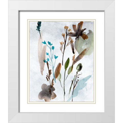 Watercolor Wildflowers III White Modern Wood Framed Art Print with Double Matting by Wang, Melissa