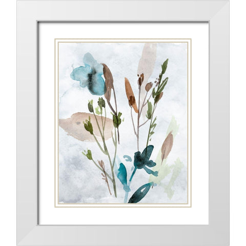 Watercolor Wildflowers IV White Modern Wood Framed Art Print with Double Matting by Wang, Melissa