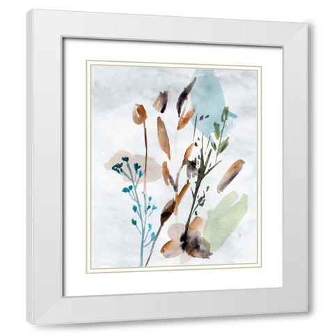 Watercolor Wildflowers V White Modern Wood Framed Art Print with Double Matting by Wang, Melissa