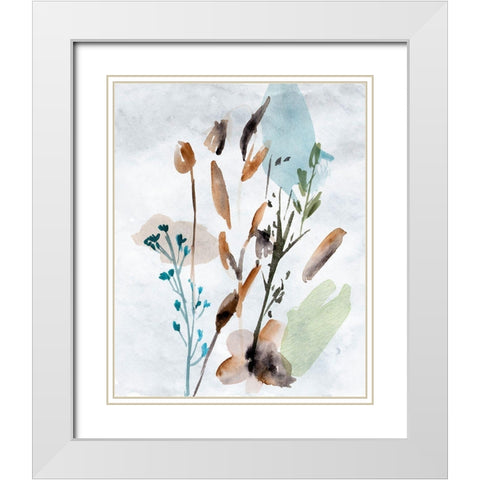 Watercolor Wildflowers V White Modern Wood Framed Art Print with Double Matting by Wang, Melissa