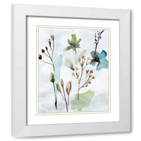 Watercolor Wildflowers VI White Modern Wood Framed Art Print with Double Matting by Wang, Melissa