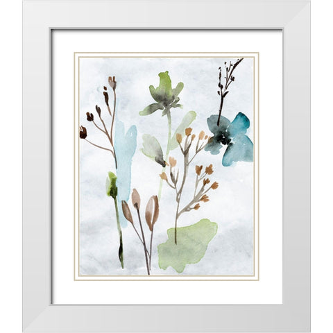 Watercolor Wildflowers VI White Modern Wood Framed Art Print with Double Matting by Wang, Melissa