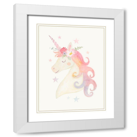 Sweet Unicorn I White Modern Wood Framed Art Print with Double Matting by Barnes, Victoria