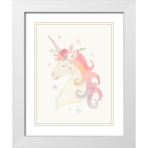 Sweet Unicorn I White Modern Wood Framed Art Print with Double Matting by Barnes, Victoria