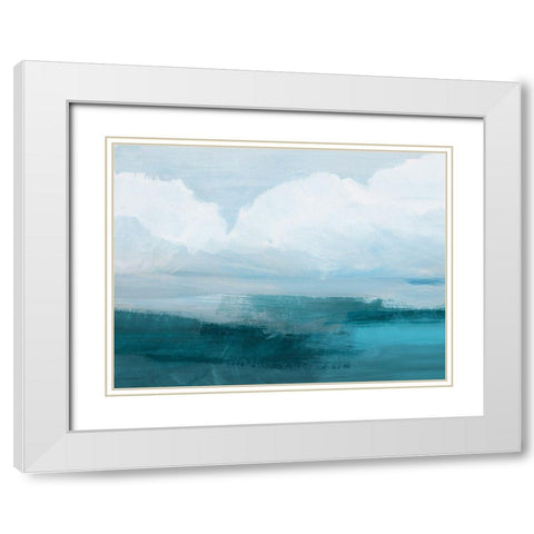 Azure Rising I White Modern Wood Framed Art Print with Double Matting by Barnes, Victoria