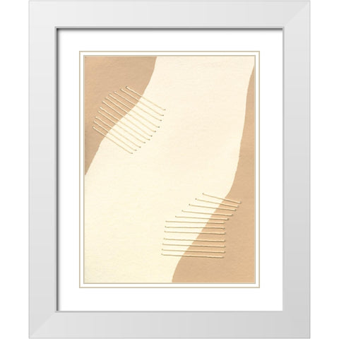 Custom Neutral Stitches II White Modern Wood Framed Art Print with Double Matting by Moore, Regina
