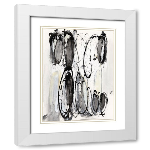 Grey Scribbles II White Modern Wood Framed Art Print with Double Matting by Fuchs, Jodi