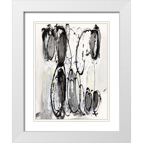 Grey Scribbles II White Modern Wood Framed Art Print with Double Matting by Fuchs, Jodi