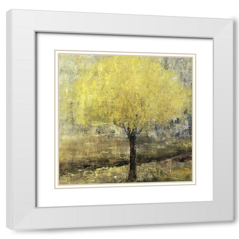 Lemon Lit Tree White Modern Wood Framed Art Print with Double Matting by Maas, Jodi