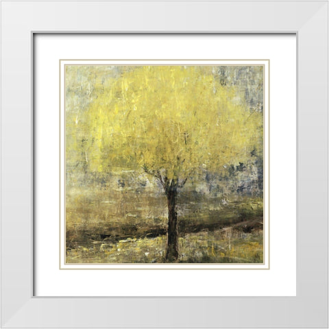 Lemon Lit Tree White Modern Wood Framed Art Print with Double Matting by Maas, Jodi