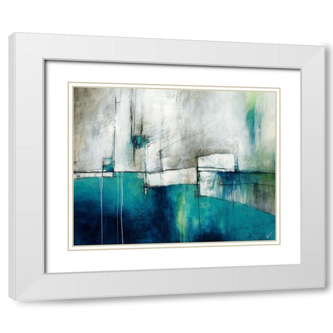 Sapphire Glace White Modern Wood Framed Art Print with Double Matting by Drotar, Rikki