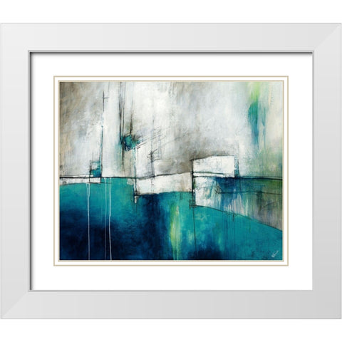 Sapphire Glace White Modern Wood Framed Art Print with Double Matting by Drotar, Rikki