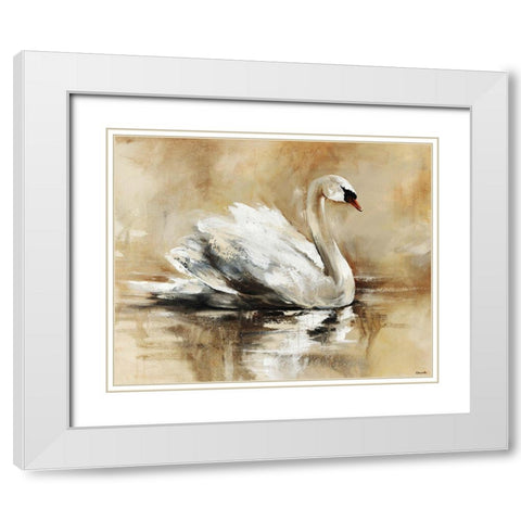 Swan Lake White Modern Wood Framed Art Print with Double Matting by Edmunds, Sydney