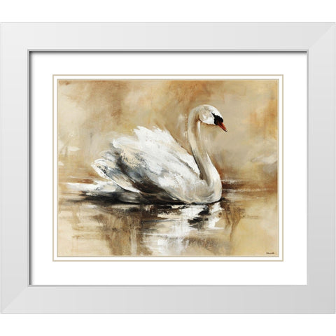 Swan Lake White Modern Wood Framed Art Print with Double Matting by Edmunds, Sydney