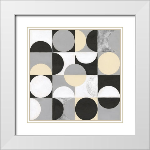 Circle Quadrants I White Modern Wood Framed Art Print with Double Matting by Willett, Michael