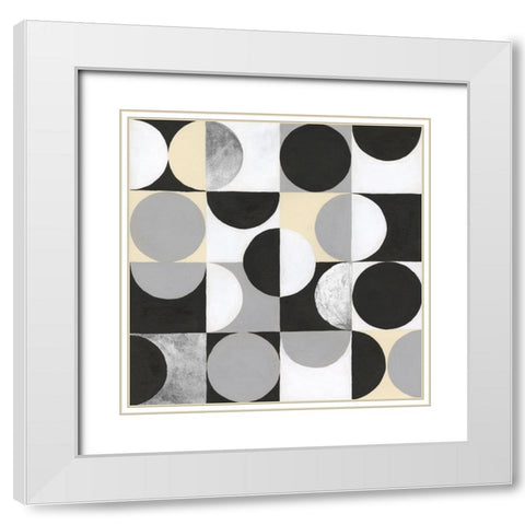 Circle Quadrants II White Modern Wood Framed Art Print with Double Matting by Willett, Michael