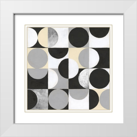 Circle Quadrants II White Modern Wood Framed Art Print with Double Matting by Willett, Michael