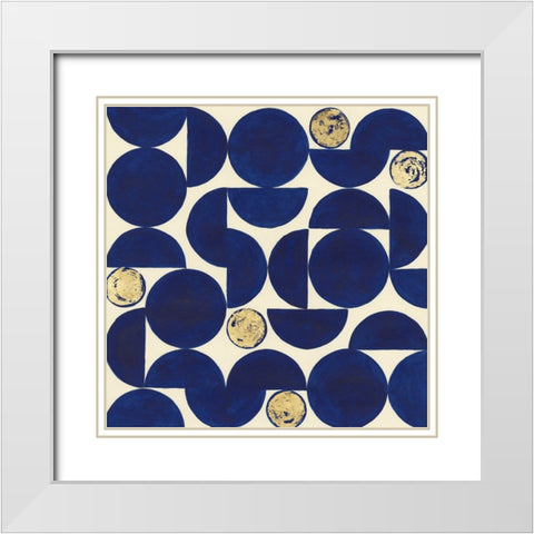 Indigo Hemispheres I White Modern Wood Framed Art Print with Double Matting by Willett, Michael