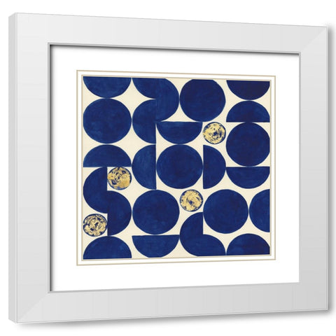 Indigo Hemispheres II White Modern Wood Framed Art Print with Double Matting by Willett, Michael