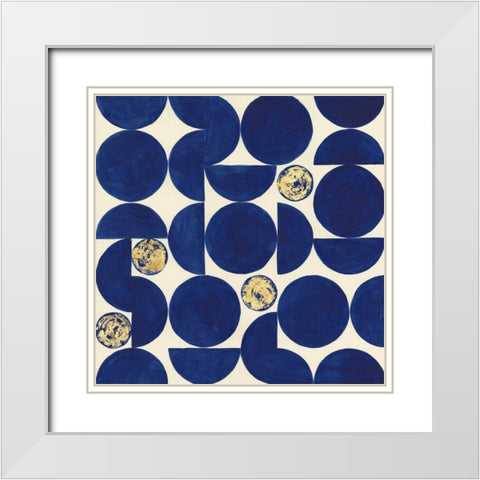 Indigo Hemispheres II White Modern Wood Framed Art Print with Double Matting by Willett, Michael