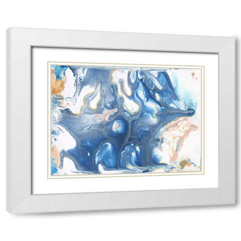 Dancing Blue II White Modern Wood Framed Art Print with Double Matting by Bramma, Lila