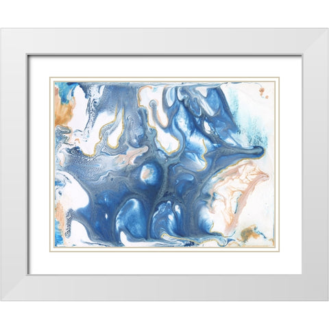 Dancing Blue II White Modern Wood Framed Art Print with Double Matting by Bramma, Lila