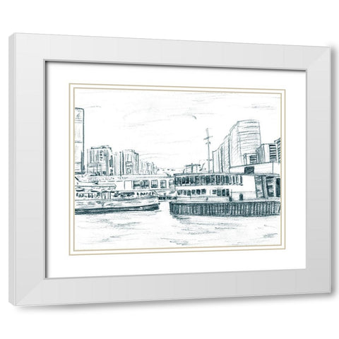 Ferryboats III White Modern Wood Framed Art Print with Double Matting by Wang, Melissa