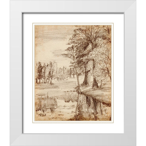 Forest View I White Modern Wood Framed Art Print with Double Matting by Wang, Melissa