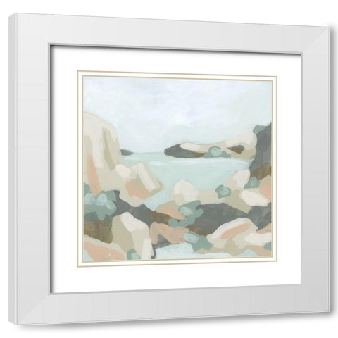 Earthtone Inlet II White Modern Wood Framed Art Print with Double Matting by Vess, June Erica